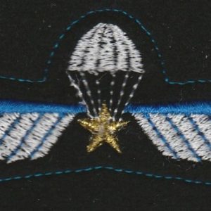 Nīderlandes izplētņlēcēju zīme 'Parawing Brevet A' uz melna pamata (ID386)