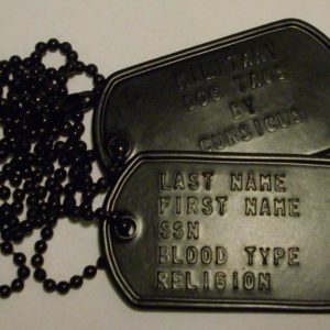 ASV Armijas MELNIE identifikācijas žetoni bez klusinātāja (ID353)